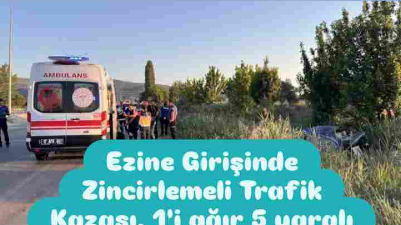 Ezine Girişinde Zincirlemeli Trafik Kazası