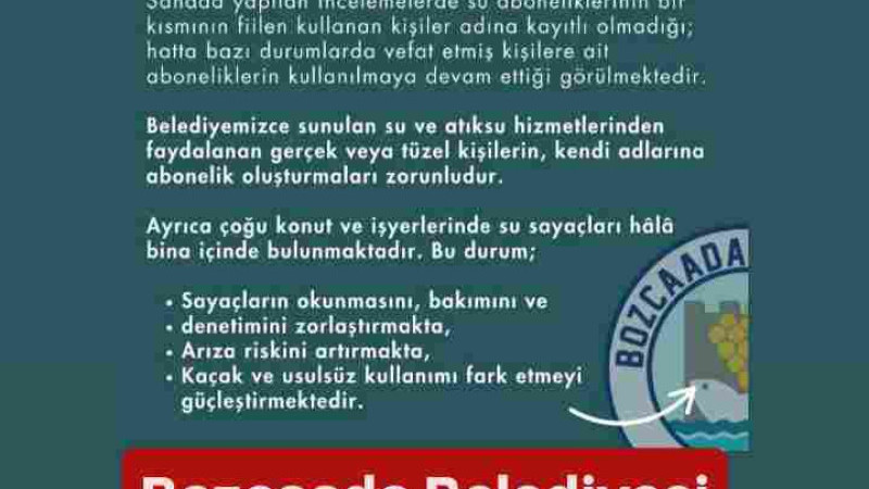 Bozcaada Belediyesi Kaçak Su Kullanımına Karşı Uyardı