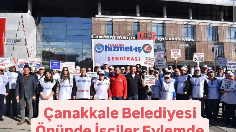 Çanakkale Belediyesi Önünde İşçiler Eylemde