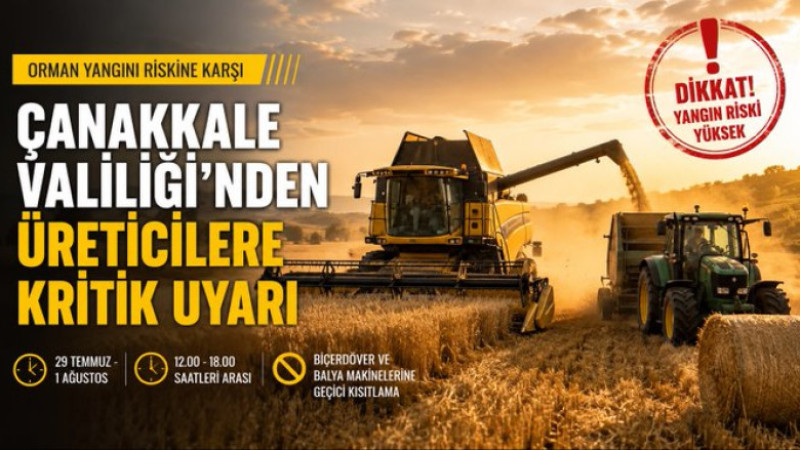 Çanakkale Valiliği’nden Üreticilere Kritik Uyarı 