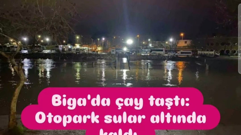 Biga'da çay taştı