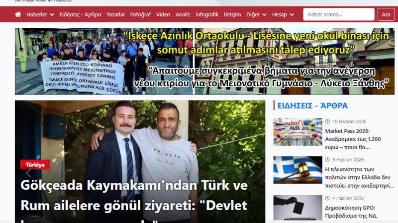 Gökçeada Kaymakamının Ziyareti Batı Trakya Türk Basınında