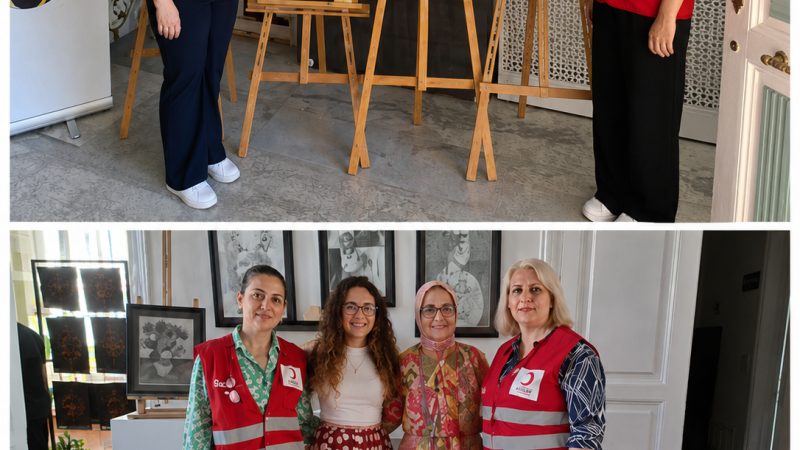 Kızılay Kadın Gönüllülerinden Çocuk Ressamların Sergisine Ziyaret