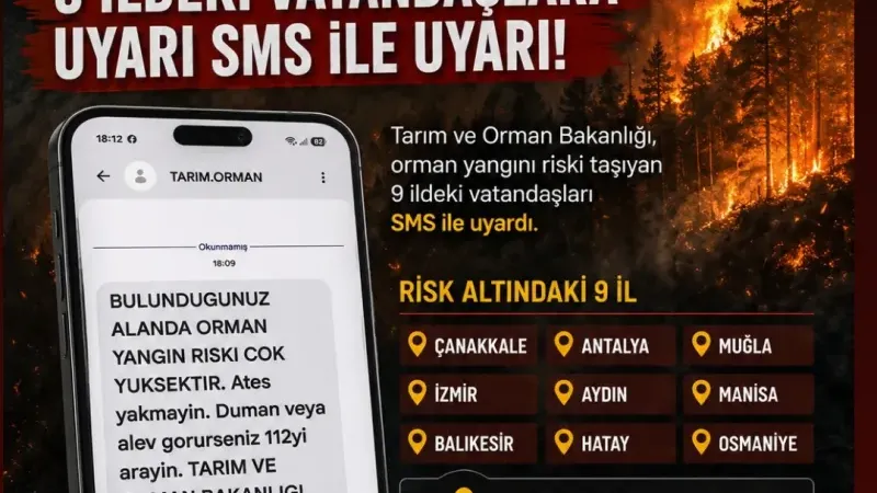 Orman yangını riski taşıyan 9 ildeki vatandaşlara uyarı