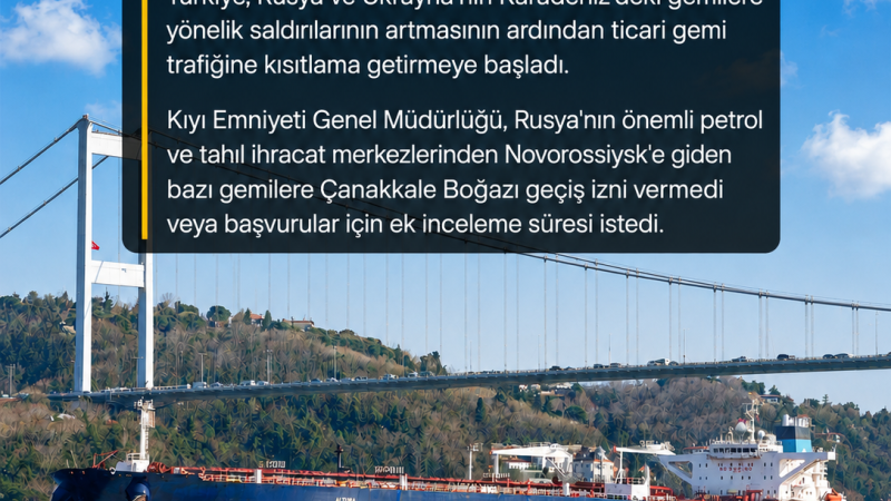 Novorossiysk’e giden bazı gemiler Çanakkale Boğazı’ndan geçişine