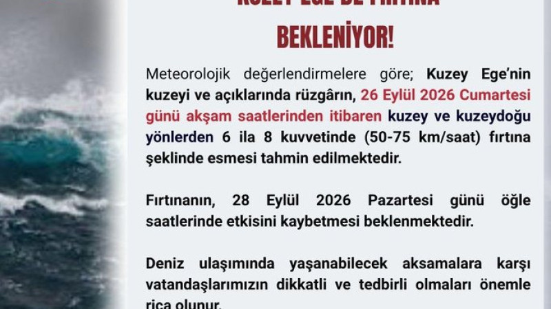 Çanakkale'ye fırtına uyarısı